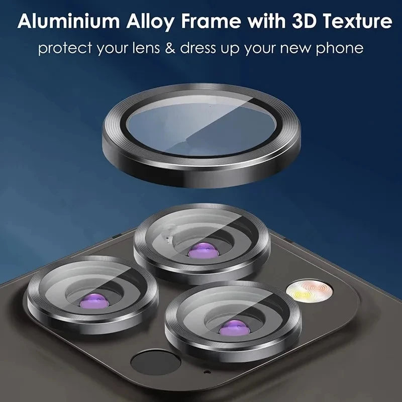 3-2PCS Camera Lens Protector For iPhone 16 Pro Max 16Pro 16Plus Metal Ring Protector Glass For iPhone 14 15 Plus Camera Lens