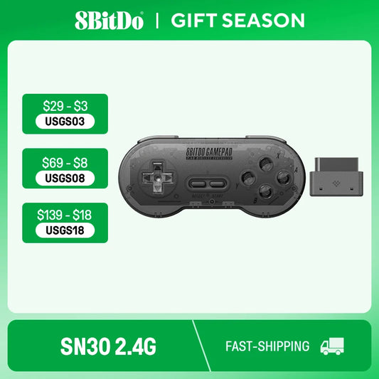 8BitDo SN30 2.4G Wireless Gamepad for Original SNES/SFC