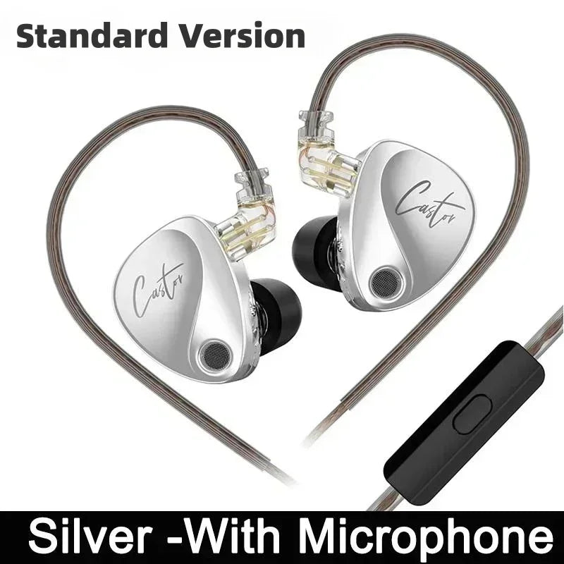 KZ Castor Wired Earbuds Improved Bass HiFi Earphone 2 Dynamic High-end Tunable Balanced Armature In-ear Headphone w/ Accessories